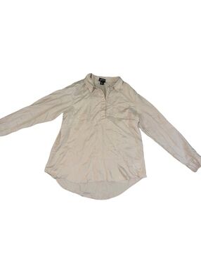 JNY Jones New York Womens XL 100% Linen Shirt Beige Long Sleeve Pullover Tunic